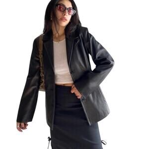 JLC New York Buttery Soft Leather Jacket/Blazer Black Size Medium